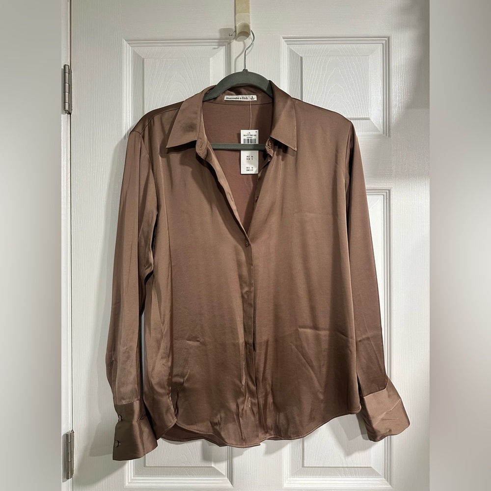 Abercrombie & Fitch Taupe Satin Shirt